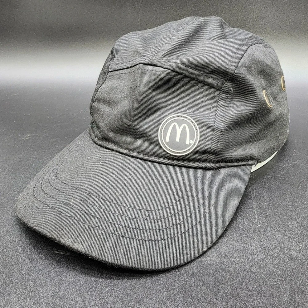 McDonalds OSFM Black 5 Panel Camp Hat Recycled Fabric‎ Employee Uniform Workwear